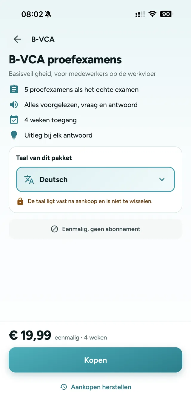 Eine Frage aus einer VCA-Probeprüfung in der App