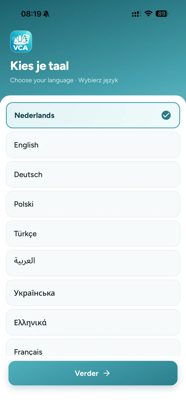 VCA bandomojo egzamino klausimas programėlėje